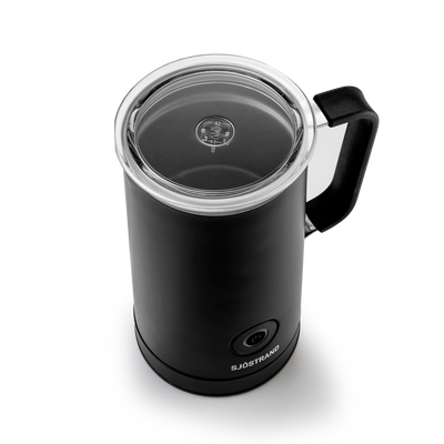 Sjöstrand milk frother in black – top view