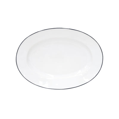 Costa Nova Beja oval platter 30 cm in White & Blue stoneware