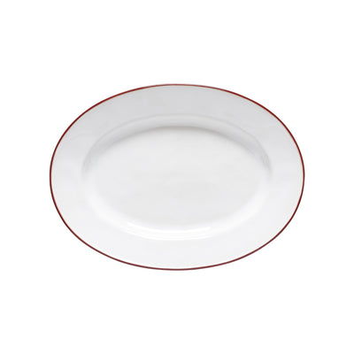 Costa Nova Beja oval platter 30 cm in White & Red stoneware