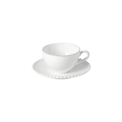 Costa Nova Pearl tea cup & saucer 250 ml in White stoneware
