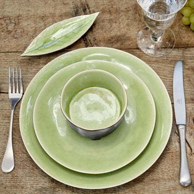 Costa Nova Riviera footed fruit bowl 12 cm in Vert Frais green stoneware