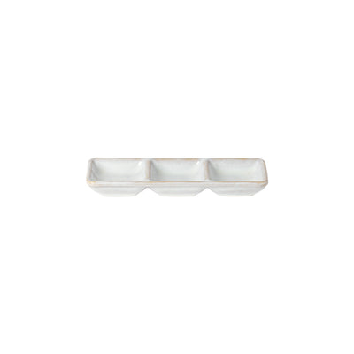 Costa Nova Roda 3-section rectangular tray 18 cm in Branca stoneware