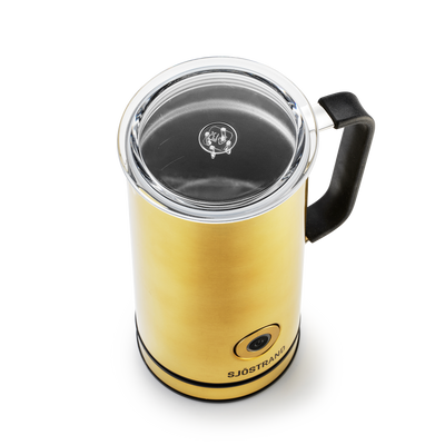 Sjöstrand milk frother in brass – top view